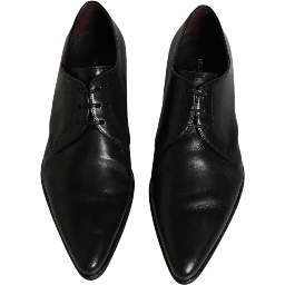 Black Leather Lace Up Men Derby Formal Shoes