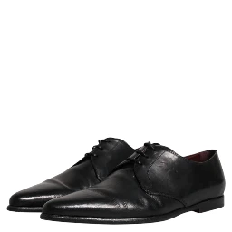 Black Leather Lace Up Men Derby Formal Shoes