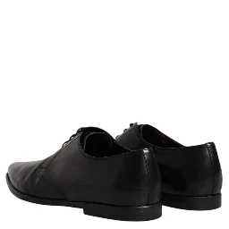 Black Leather Lace Up Men Derby Formal Shoes