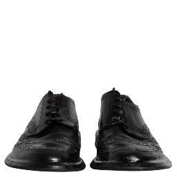 Black Leather Derby Wingtip Formal Shoes