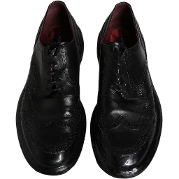 Black Leather Derby Wingtip Formal Shoes
