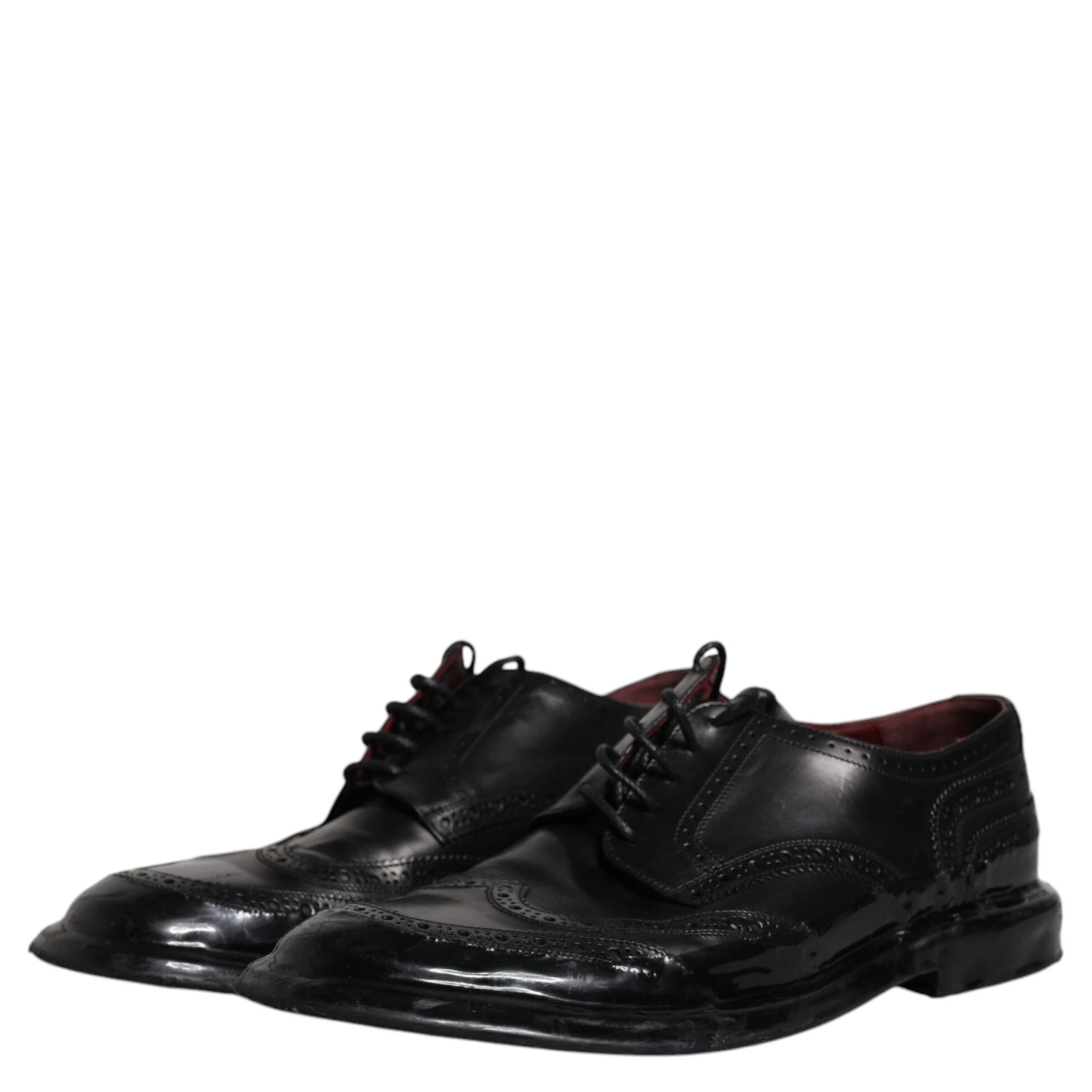 Black Leather Derby Wingtip Formal Shoes