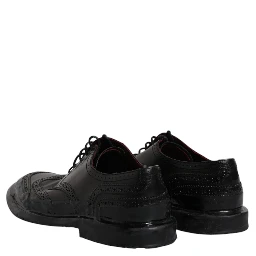 Black Leather Derby Wingtip Formal Shoes