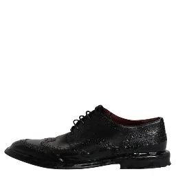 Black Leather Derby Wingtip Formal Shoes