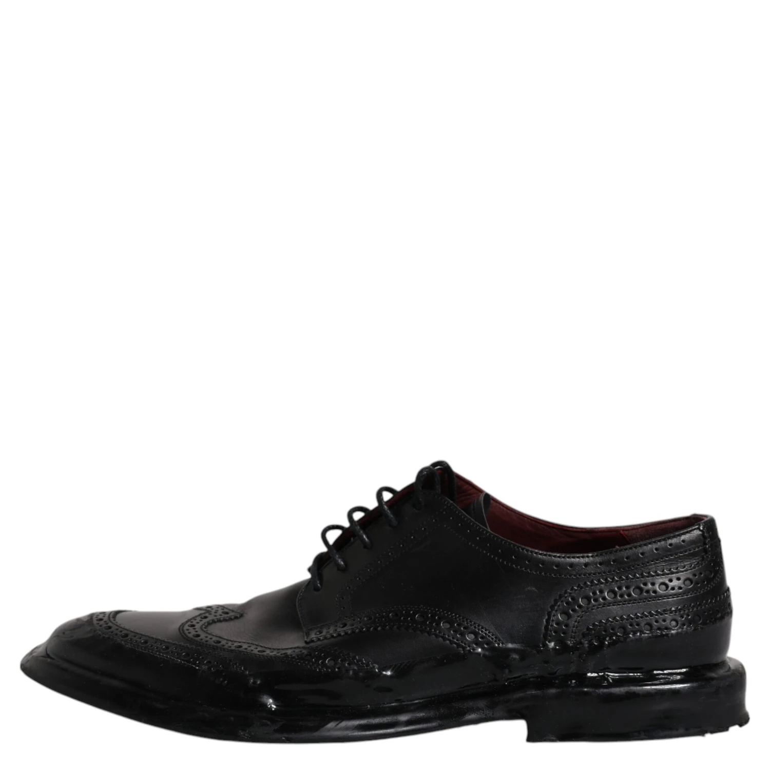 Black Leather Derby Wingtip Formal Shoes