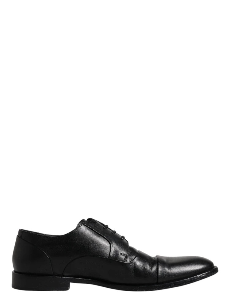 Black Leather Lace Up Men Derby Formal Shoes