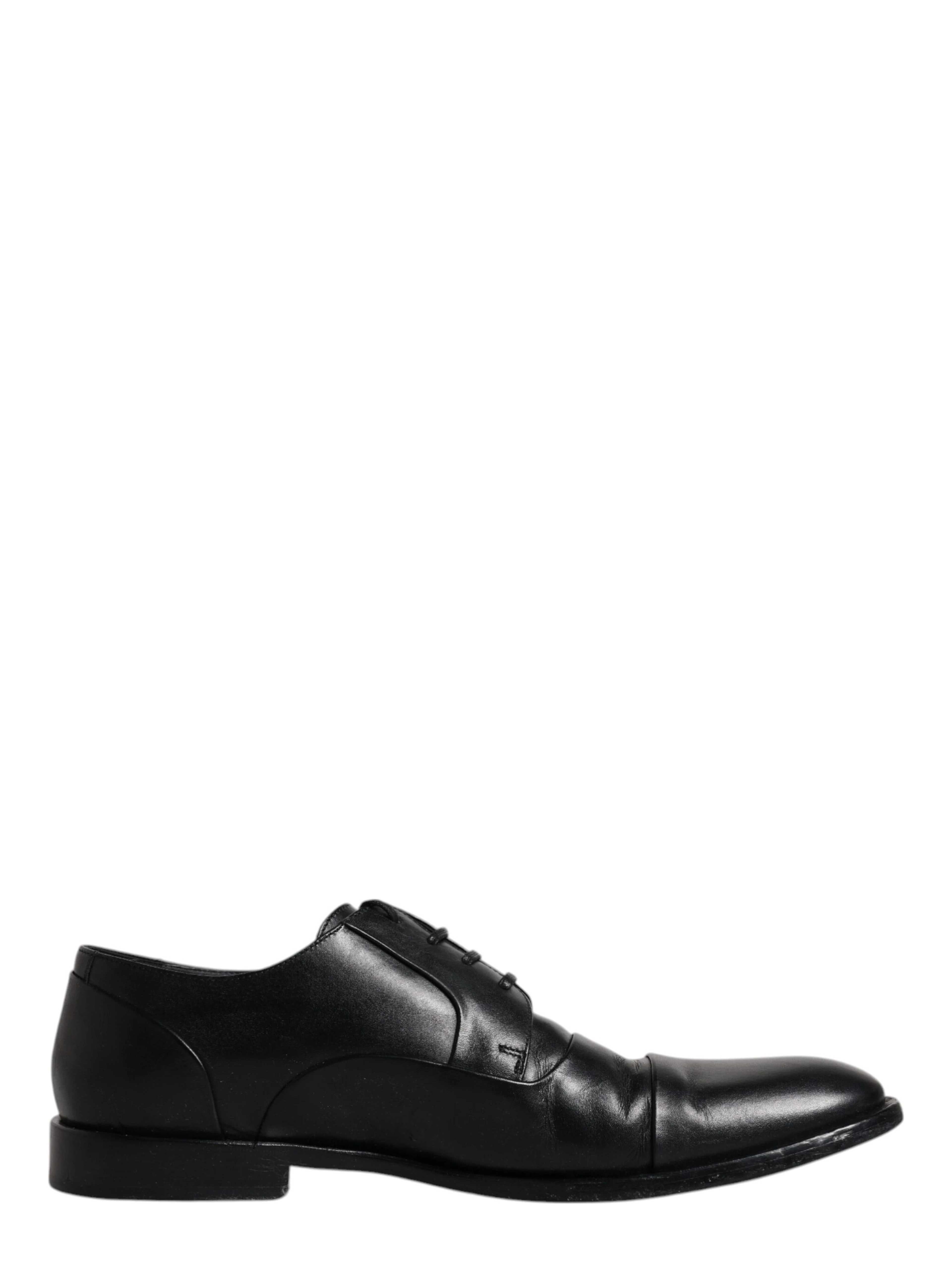 Black Leather Lace Up Men Derby Formal Shoes