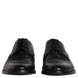 Black Leather Lace Up Men Derby Formal Shoes
