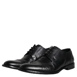 Black Leather Lace Up Men Derby Formal Shoes