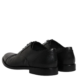 Black Leather Lace Up Men Derby Formal Shoes