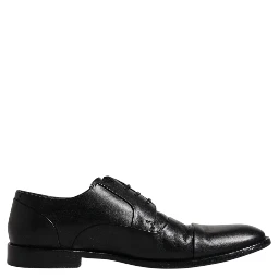 Black Leather Lace Up Men Derby Formal Shoes