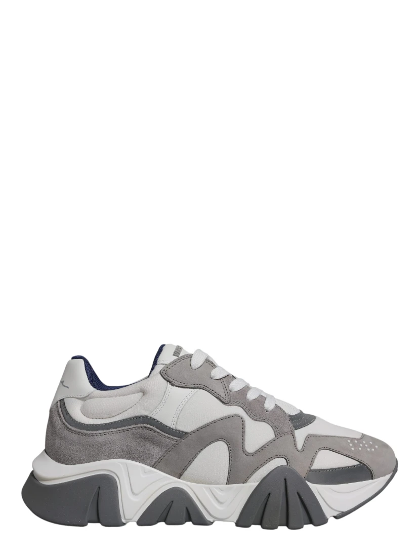 Grey Leather Neoprene Chunky Low Top Squalo Sneakers Shoes