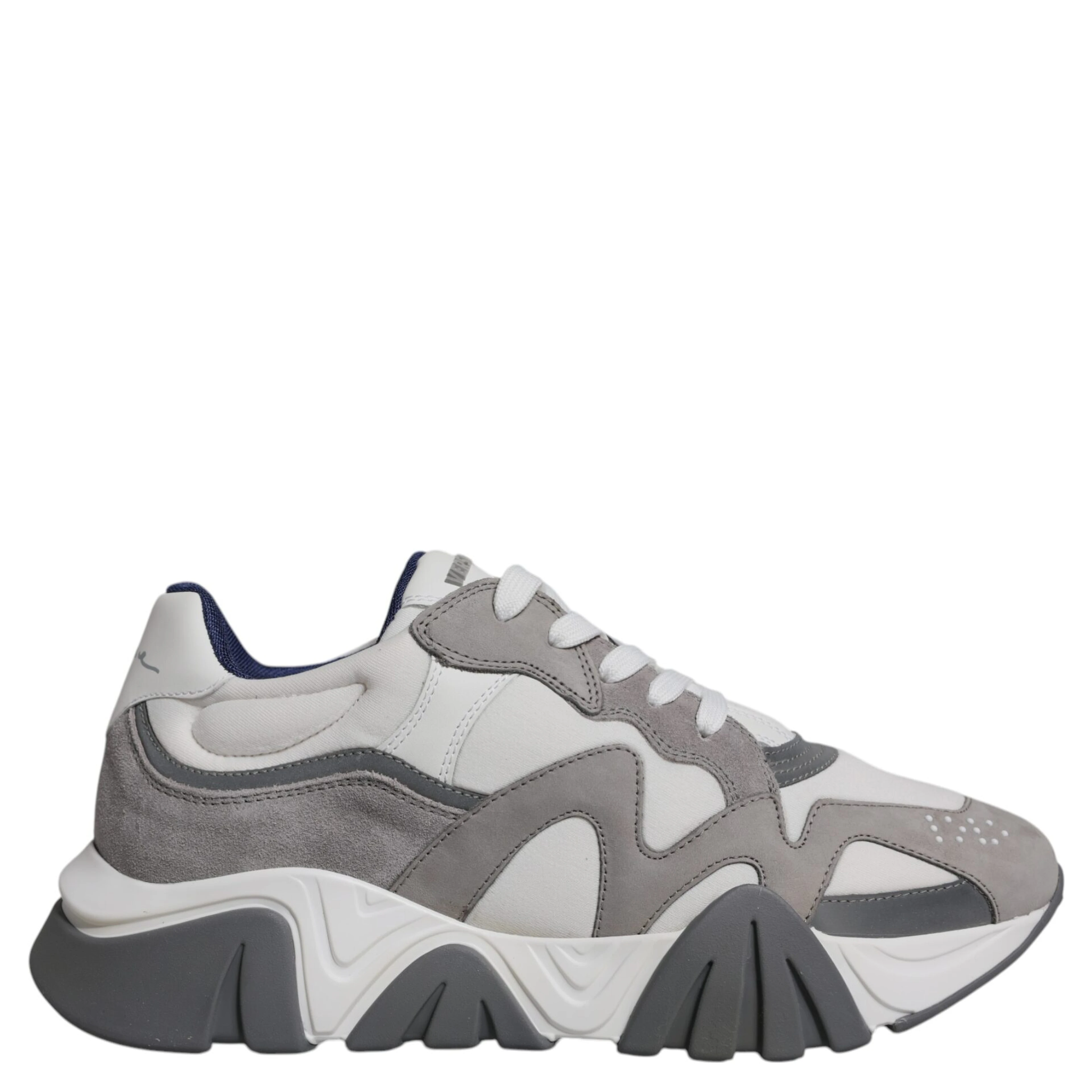 Grey Leather Neoprene Chunky Low Top Squalo Sneakers Shoes
