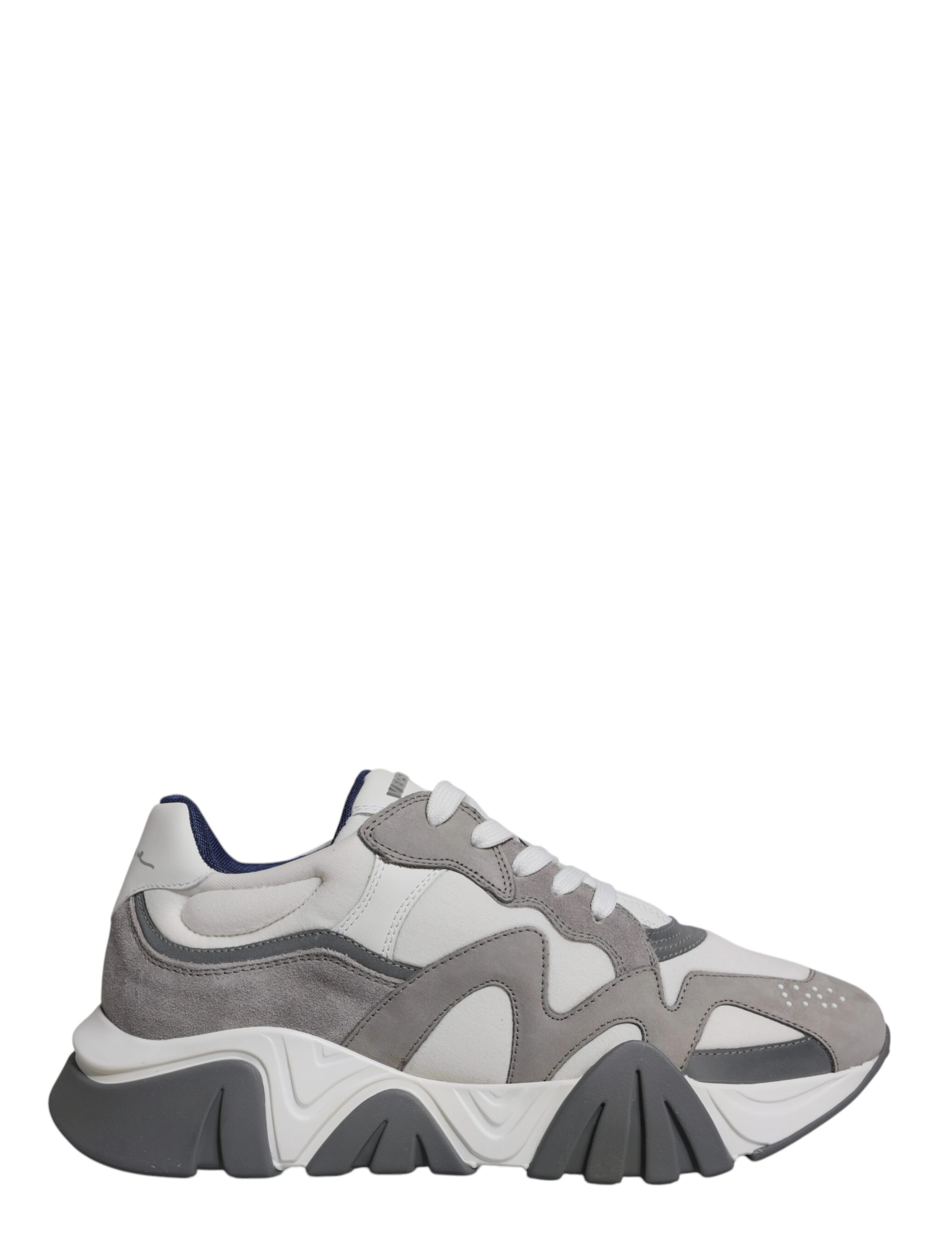Grey Leather Neoprene Chunky Low Top Squalo Sneakers Shoes