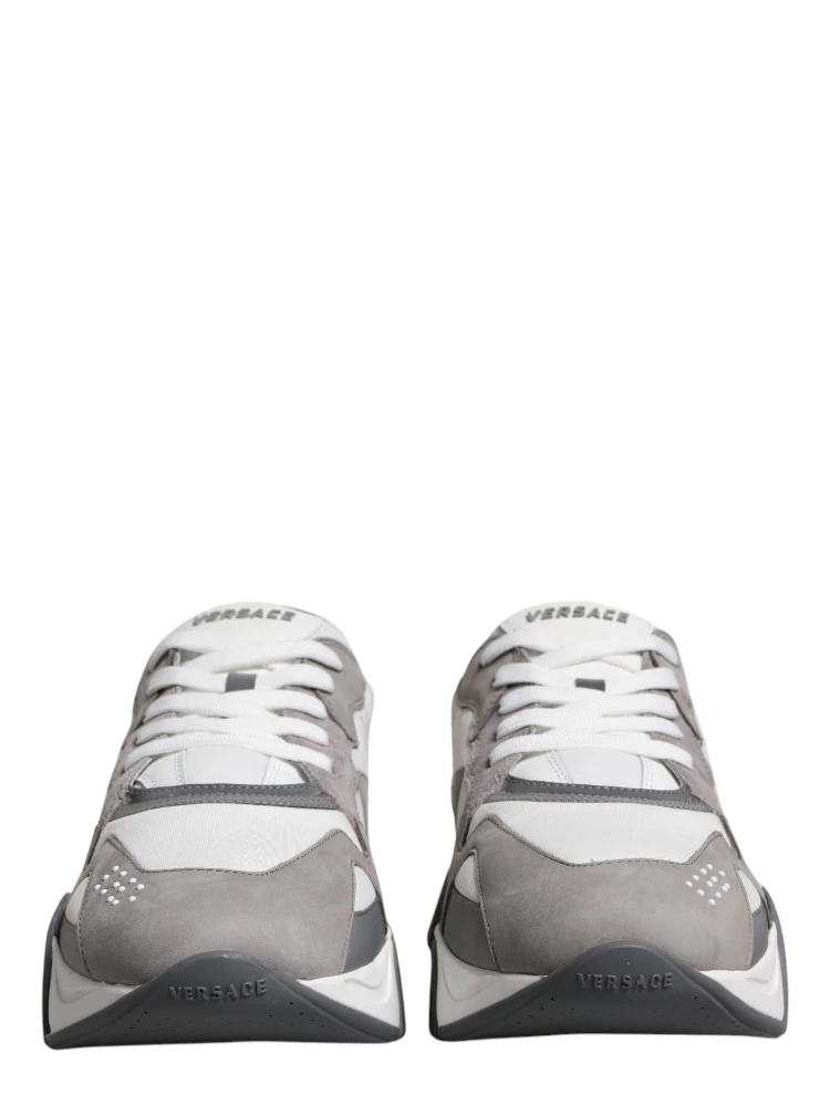 Grey Leather Neoprene Chunky Low Top Squalo Sneakers Shoes alternative