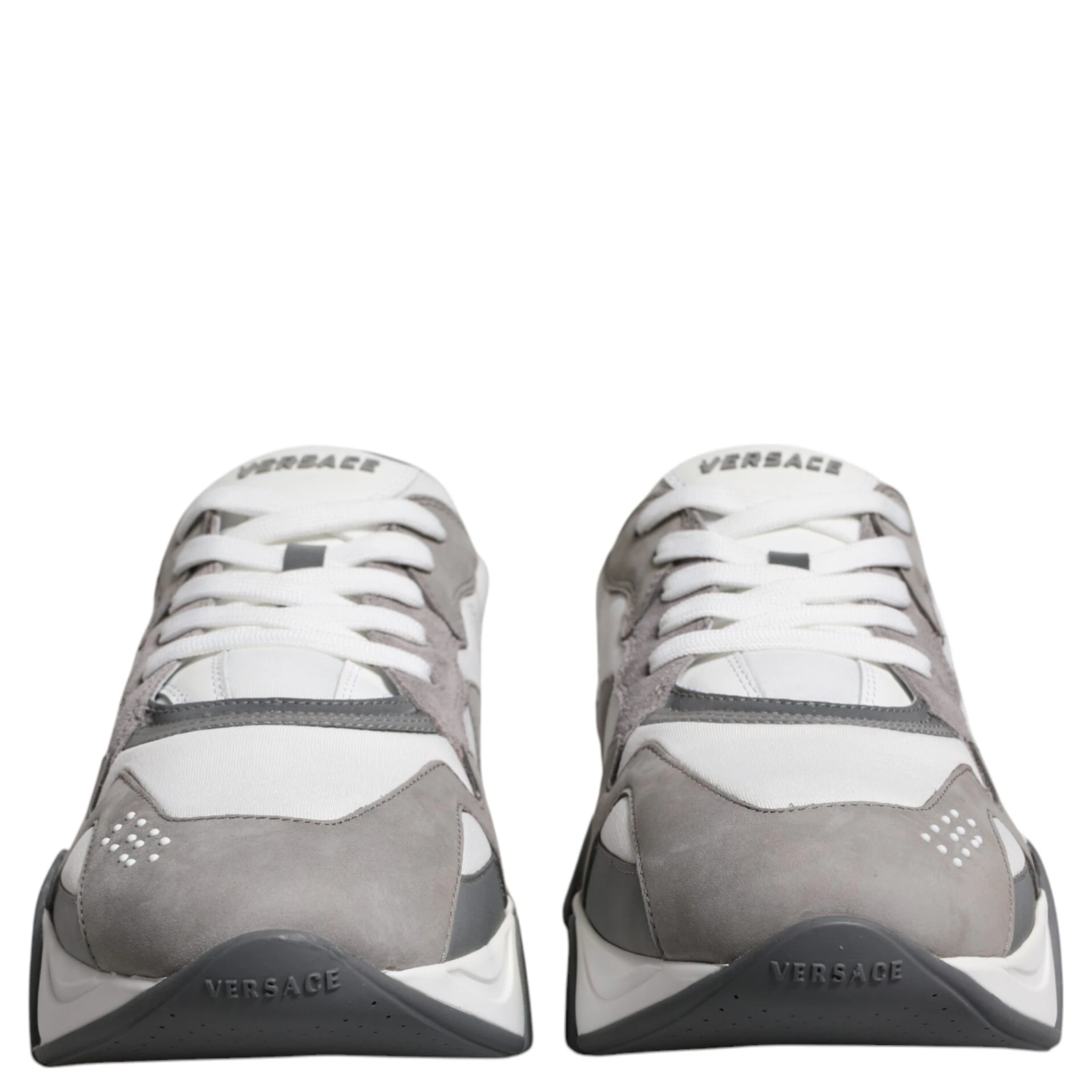 Grey Leather Neoprene Chunky Low Top Squalo Sneakers Shoes