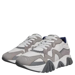 Grey Leather Neoprene Chunky Low Top Squalo Sneakers Shoes