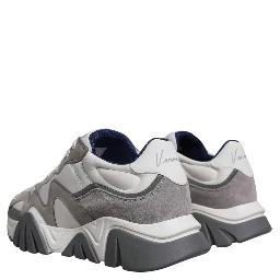Grey Leather Neoprene Chunky Low Top Squalo Sneakers Shoes