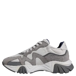 Grey Leather Neoprene Chunky Low Top Squalo Sneakers Shoes