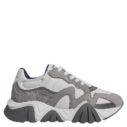 Grey Leather Neoprene Chunky Low Top Squalo Sneakers Shoes