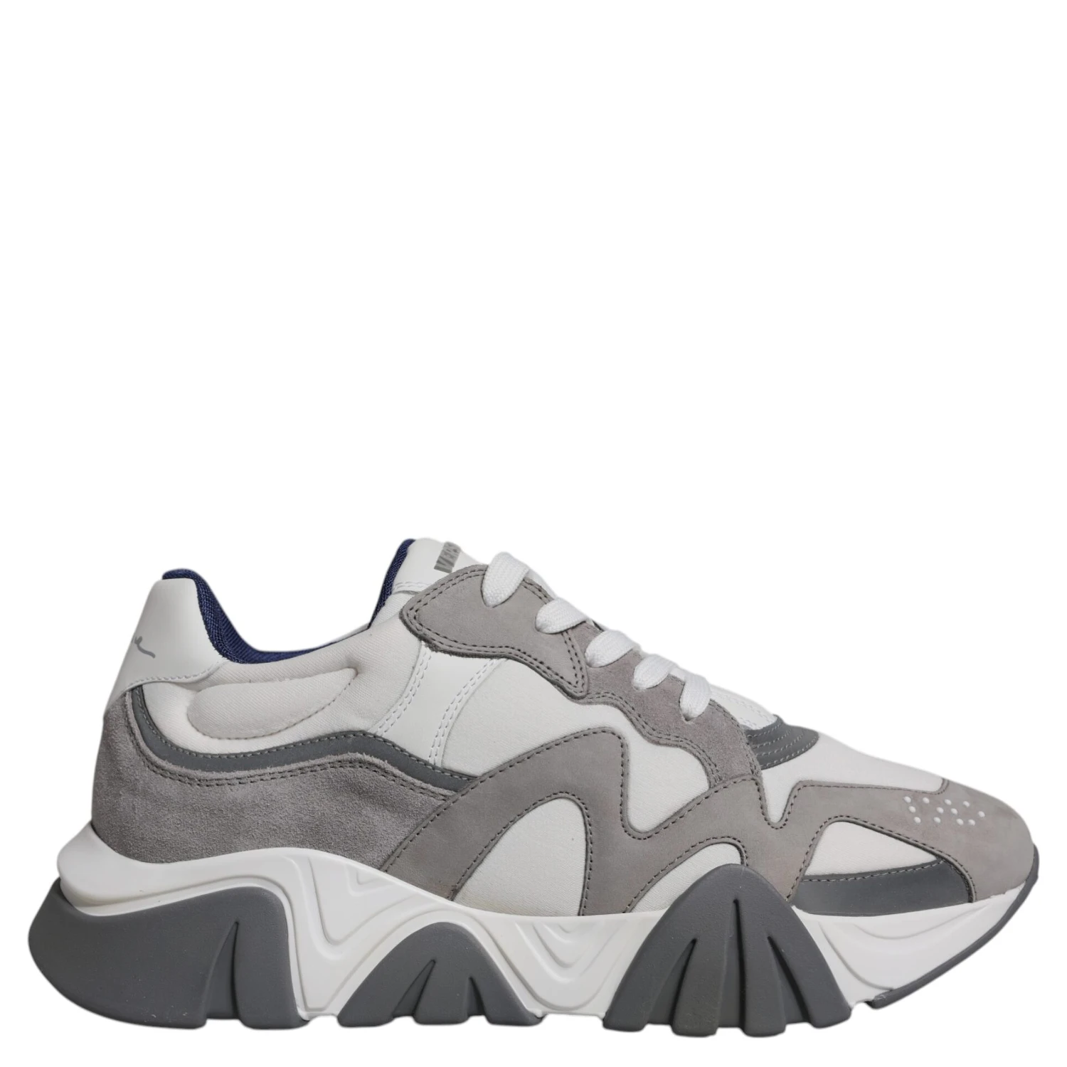 Grey Leather Neoprene Chunky Low Top Squalo Sneakers Shoes