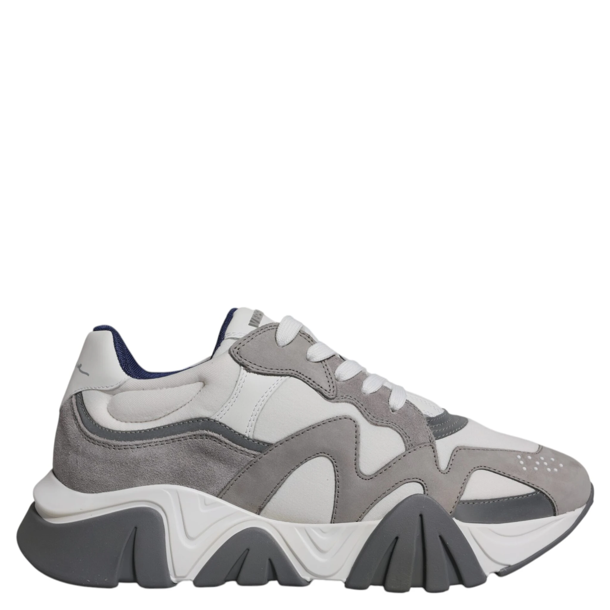Grey Leather Neoprene Chunky Low Top Squalo Sneakers Shoes