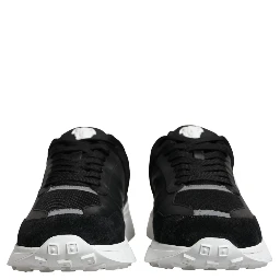 Black Canvas Quad Fabric Medusa Low Top Sneaker Shoes