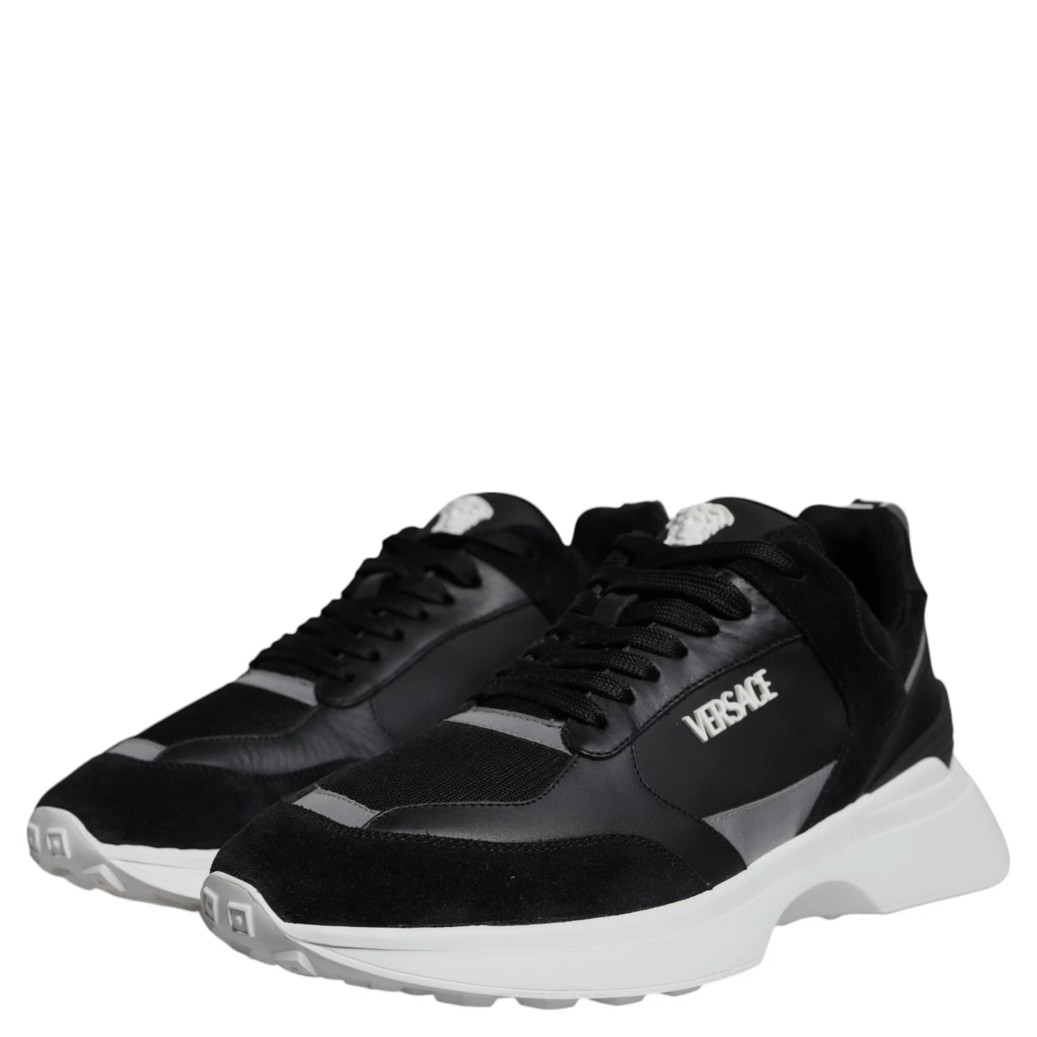 Black Canvas Quad Fabric Medusa Low Top Sneaker Shoes
