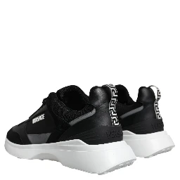 Black Canvas Quad Fabric Medusa Low Top Sneaker Shoes