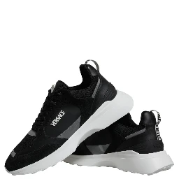 Black Canvas Quad Fabric Medusa Low Top Sneaker Shoes