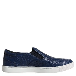 Blue Croc Exotic Leather Men Sneakers Shoes