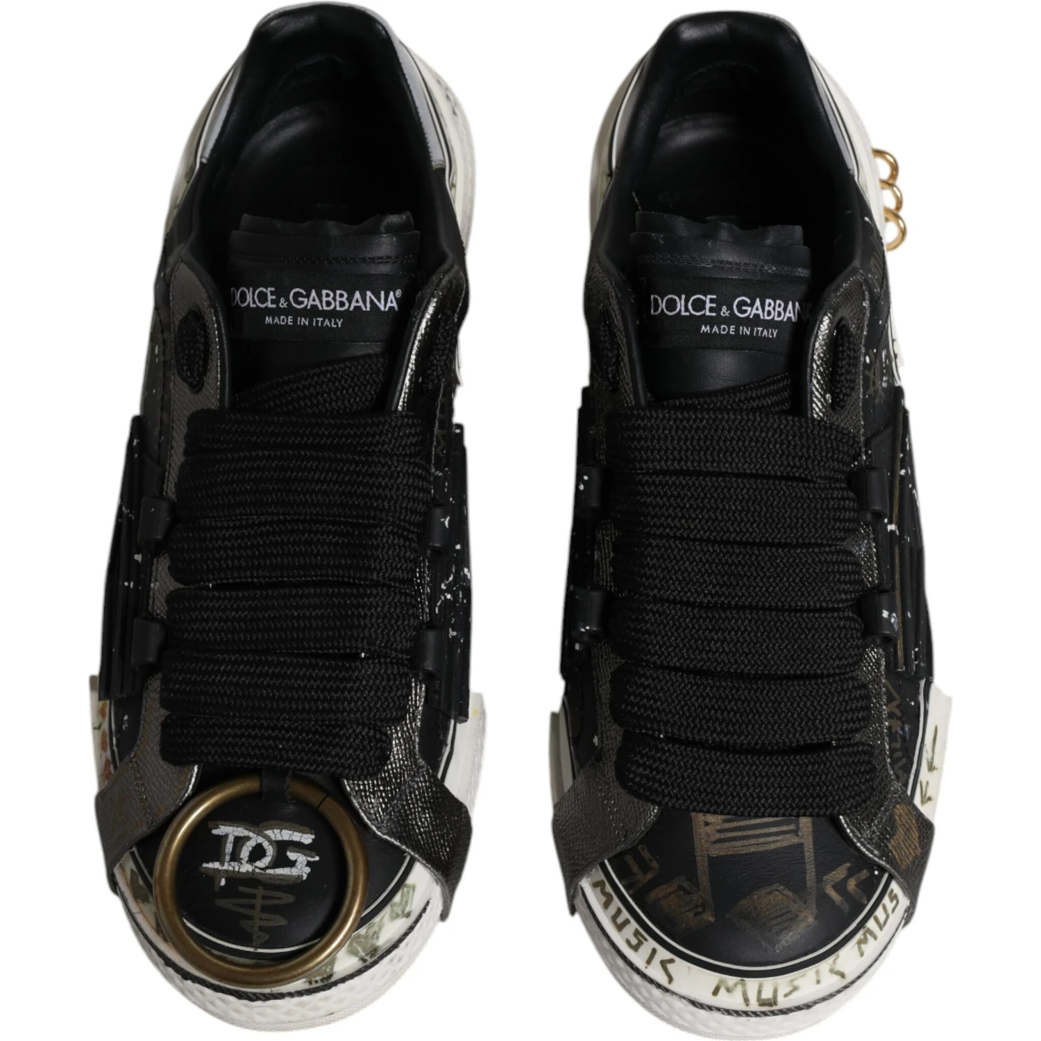 Black White Portofino Low Top Sneakers Shoes