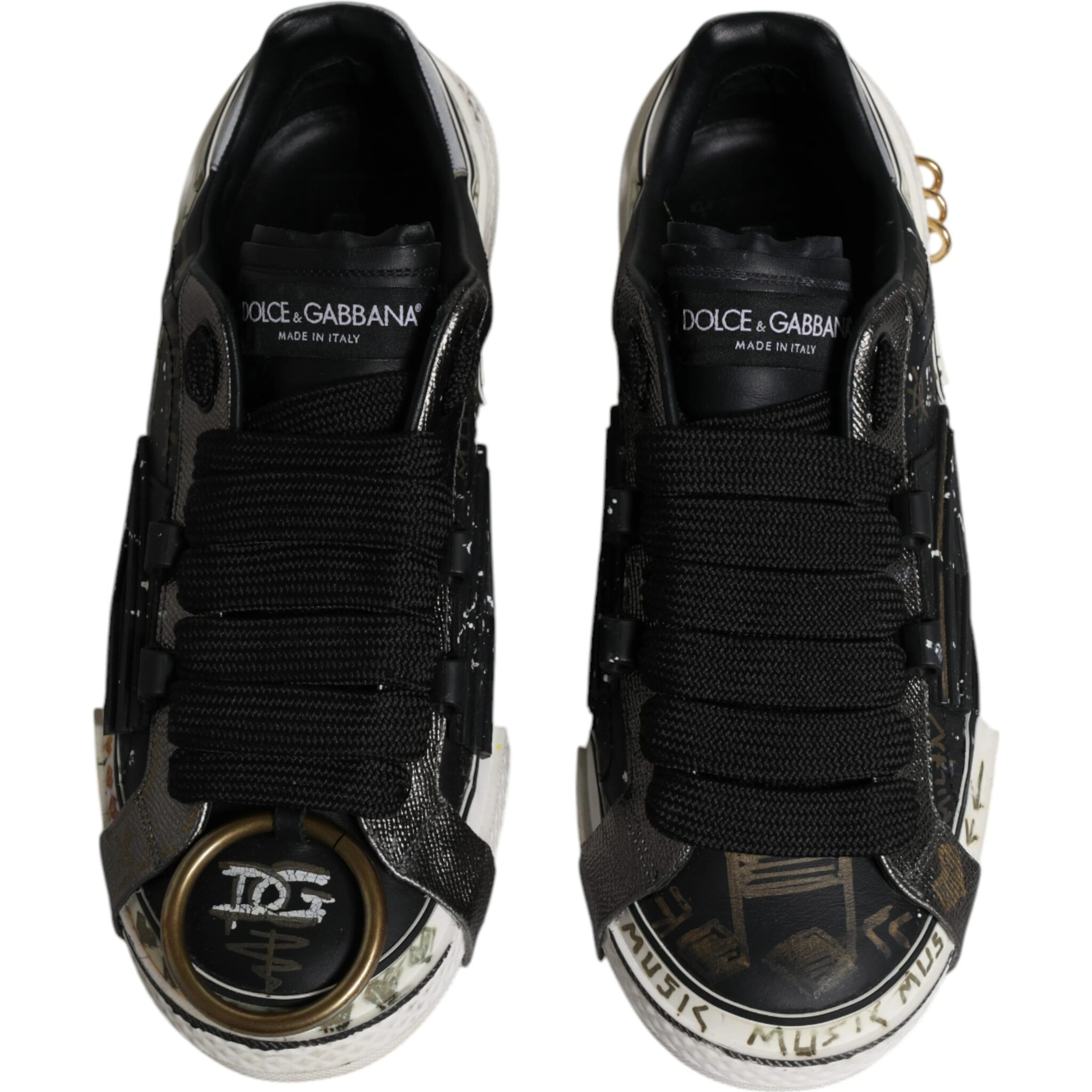 Black White Portofino Low Top Sneakers Shoes