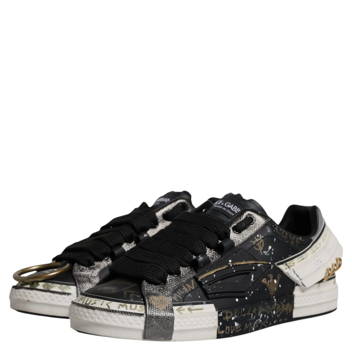 Black White Portofino Low Top Sneakers Shoes