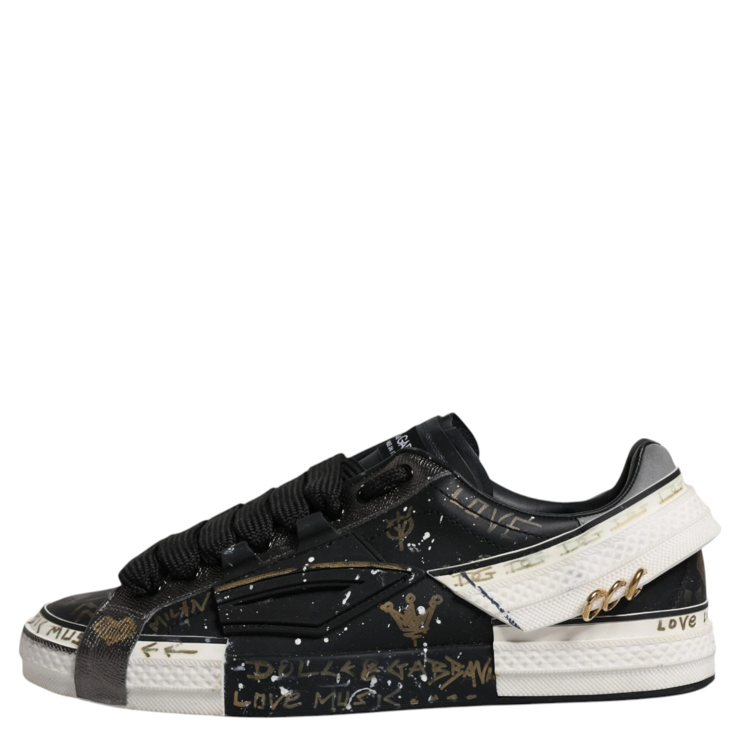 Black White Portofino Low Top Sneakers Shoes