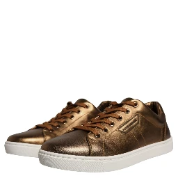Gold Leather Logo London Men Sneaker Shoes