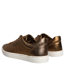 Gold Leather Logo London Men Sneaker Shoes