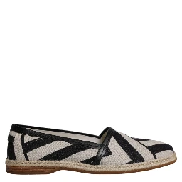 Black White Stripes Slip On Espadrille Shoes