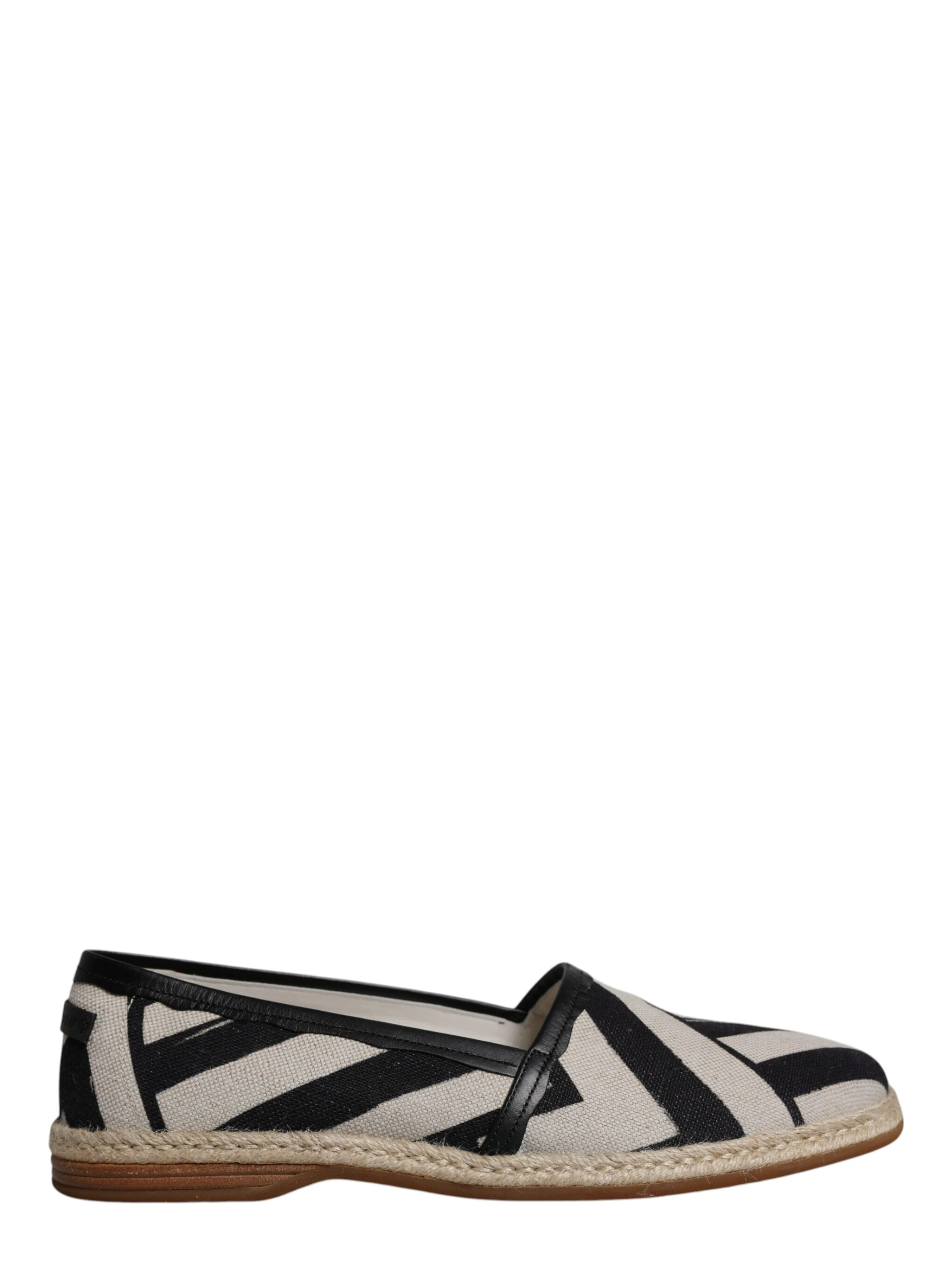 Black White Stripes Slip On Espadrille Shoes