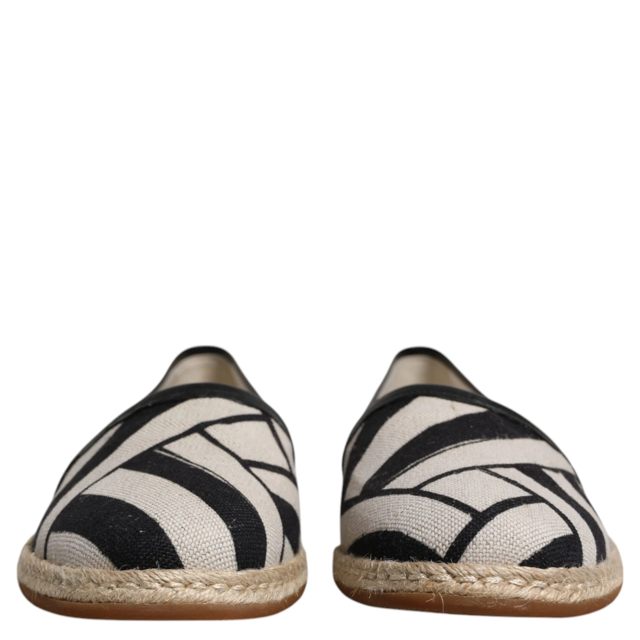 Black White Stripes Slip On Espadrille Shoes