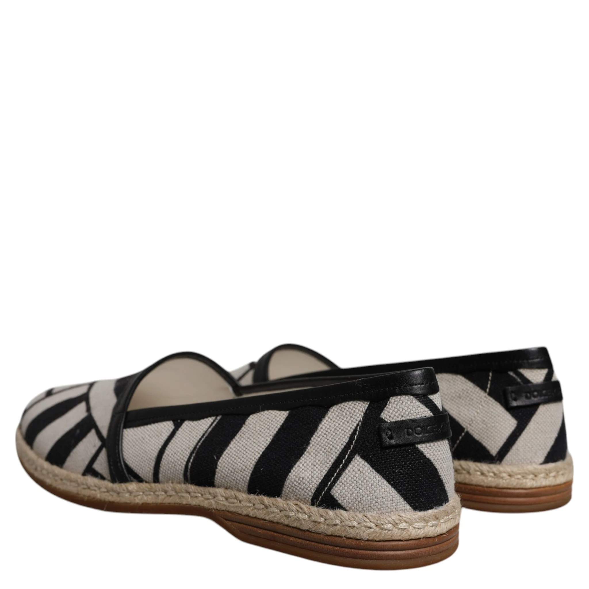Black White Stripes Slip On Espadrille Shoes