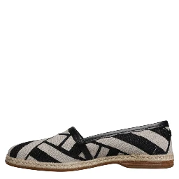 Black White Stripes Slip On Espadrille Shoes