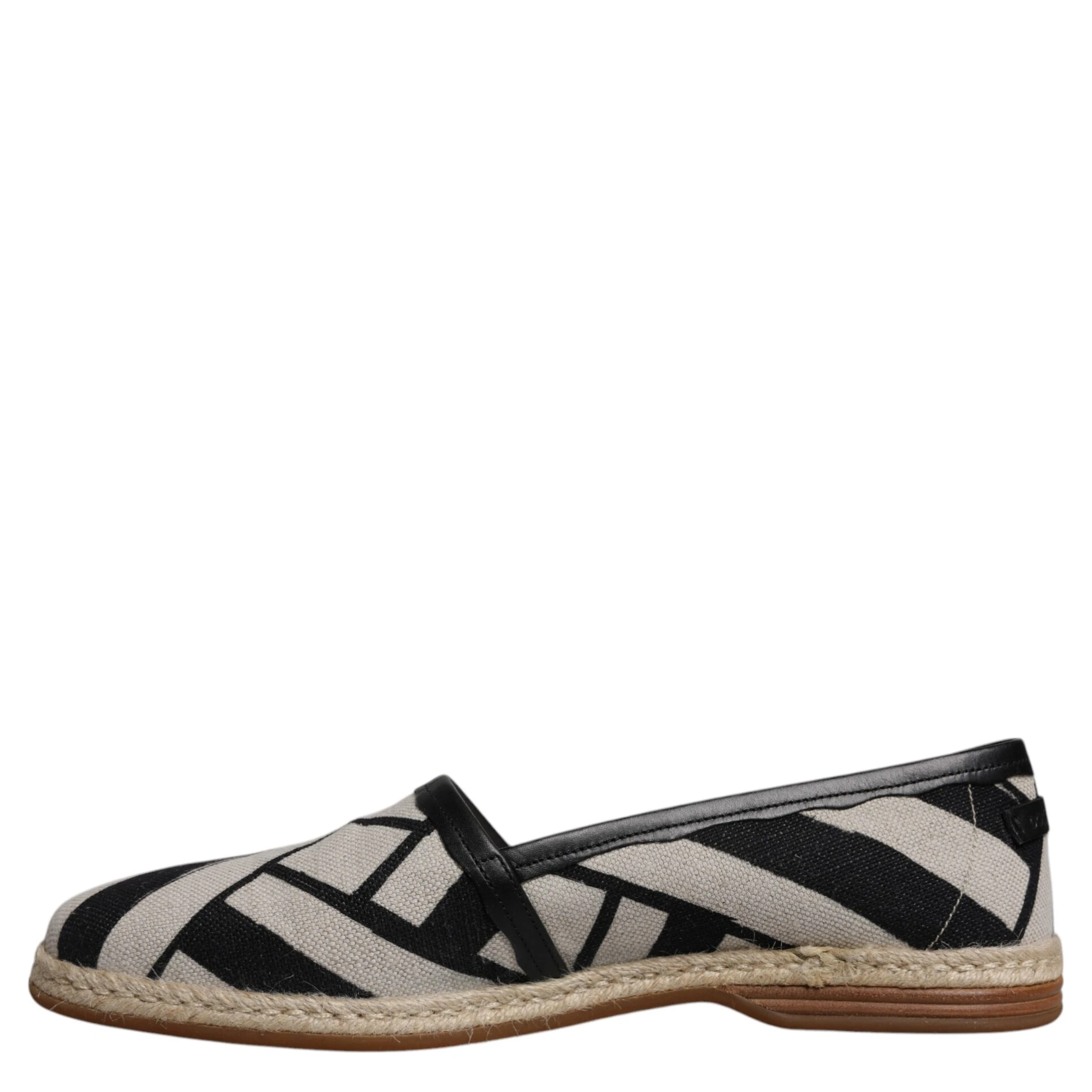 Black White Stripes Slip On Espadrille Shoes