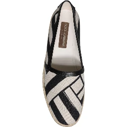 Black White Stripes Slip On Espadrille Shoes