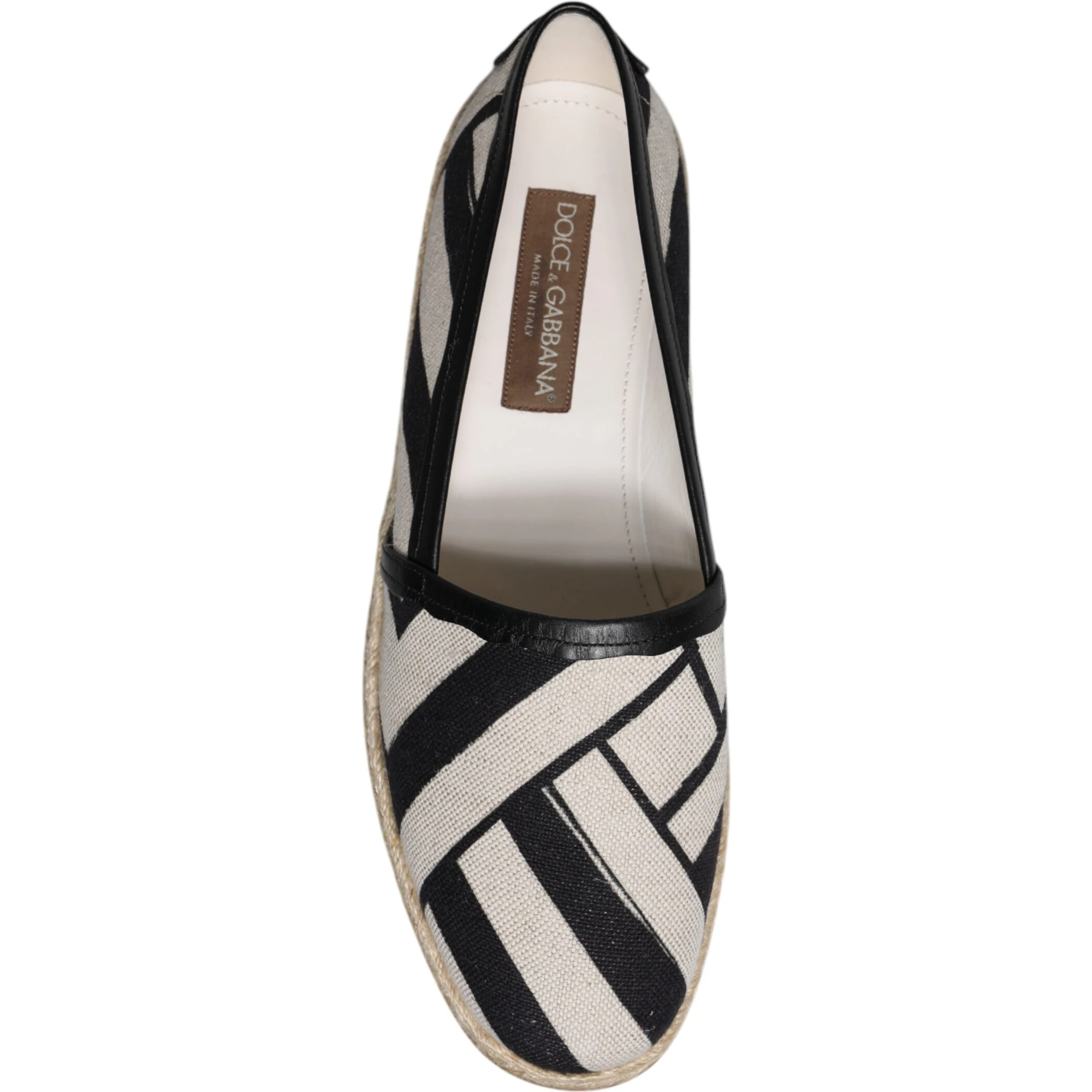 Black White Stripes Slip On Espadrille Shoes