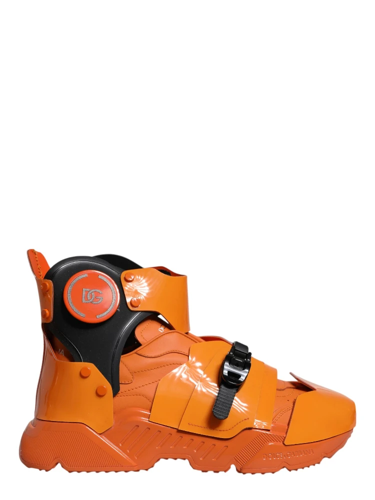 Orange Multi Panel Chunky High Top Sneakers Shoes