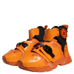 Orange Multi Panel Chunky High Top Sneakers Shoes