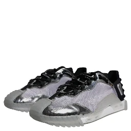 Silver Black Nylon NS1 Low Top Sneakers Shoes