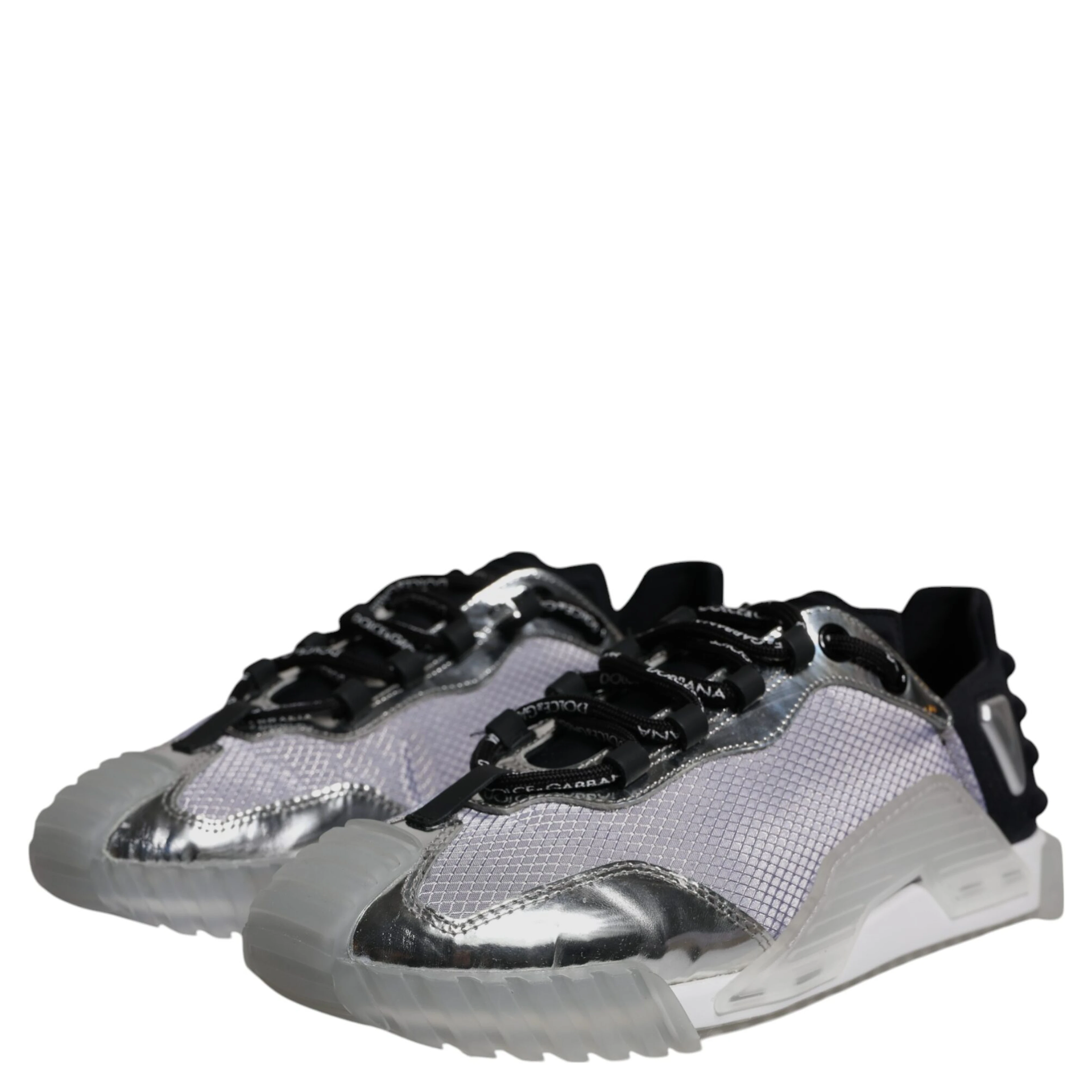 Silver Black Nylon NS1 Low Top Sneakers Shoes