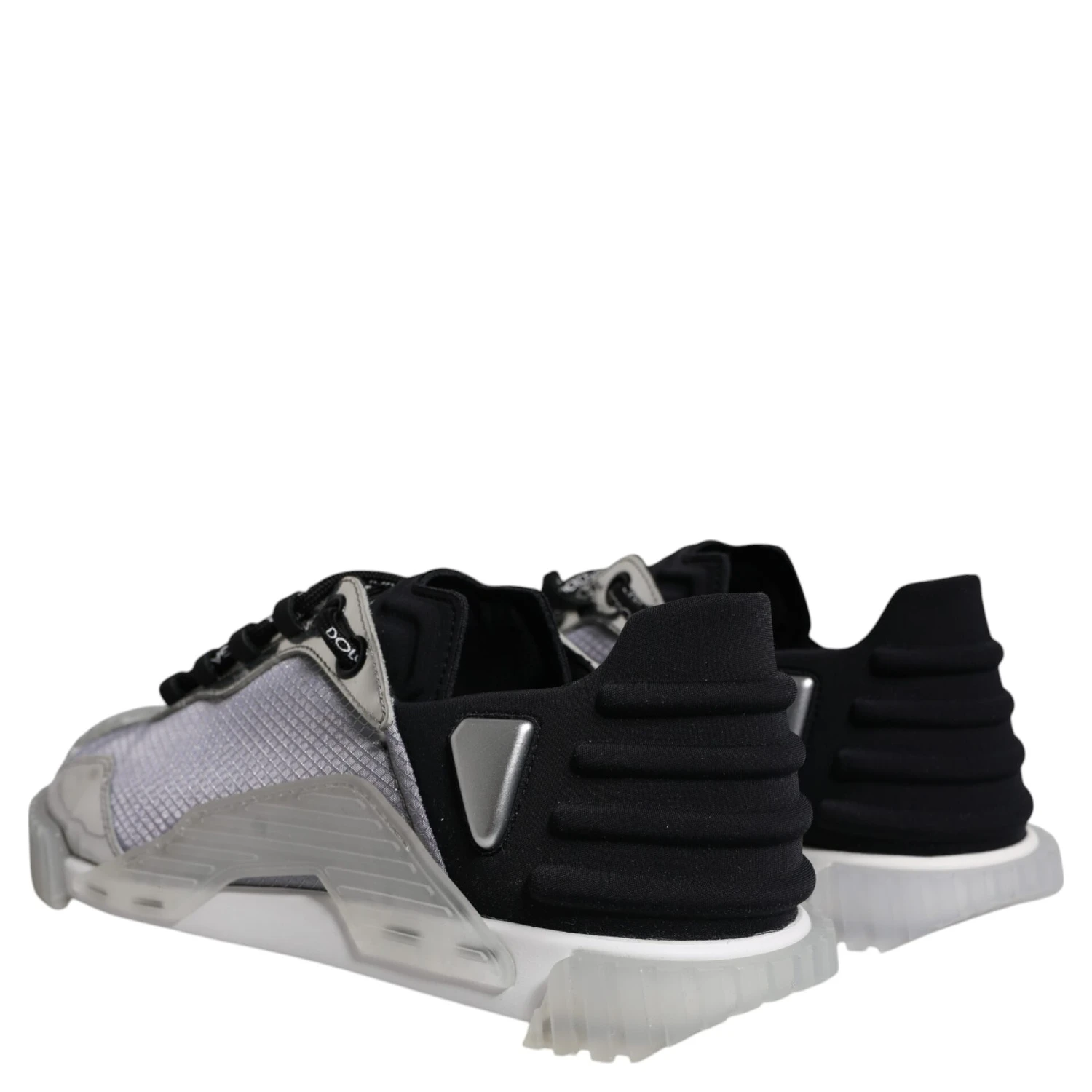 Silver Black Nylon NS1 Low Top Sneakers Shoes